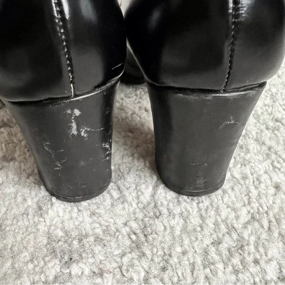 Boden Black Loafer High Heel Pumps Oxford Leather Women’s 38 7.5 - Picture 5 of 9